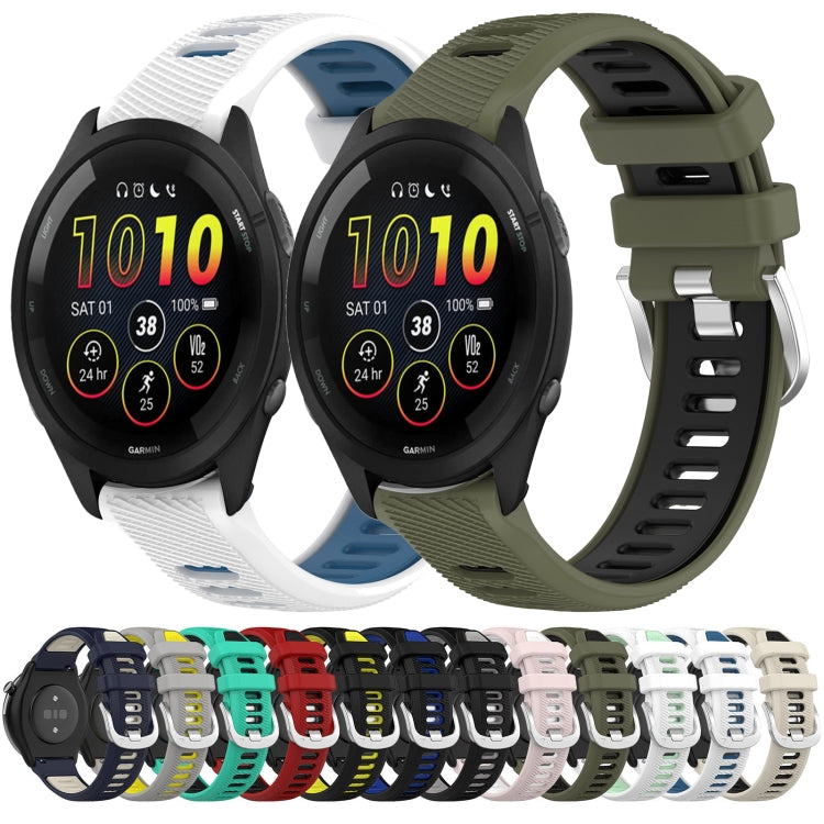 For Garmin Venu 2 22mm Sports Two-Color Steel Buckle Silicone Watch Band(White+Blue) - Smart Wear by PMC TechLife | Online Shopping South Africa | PMC TechLife
