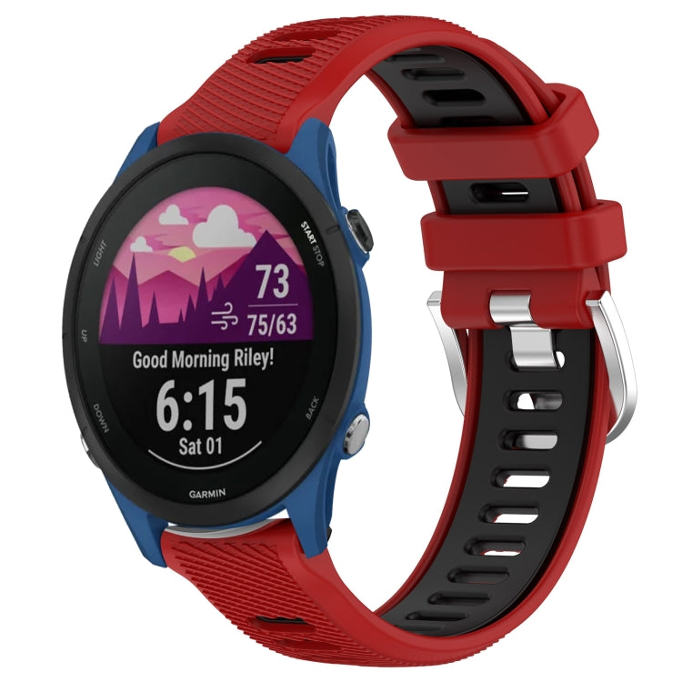For Garmin Forerunner 255 22mm Sports Two-Color Steel Buckle Silicone Watch Band(Red+Black) - Smart Wear by PMC TechLife | Online Shopping South Africa | PMC TechLife