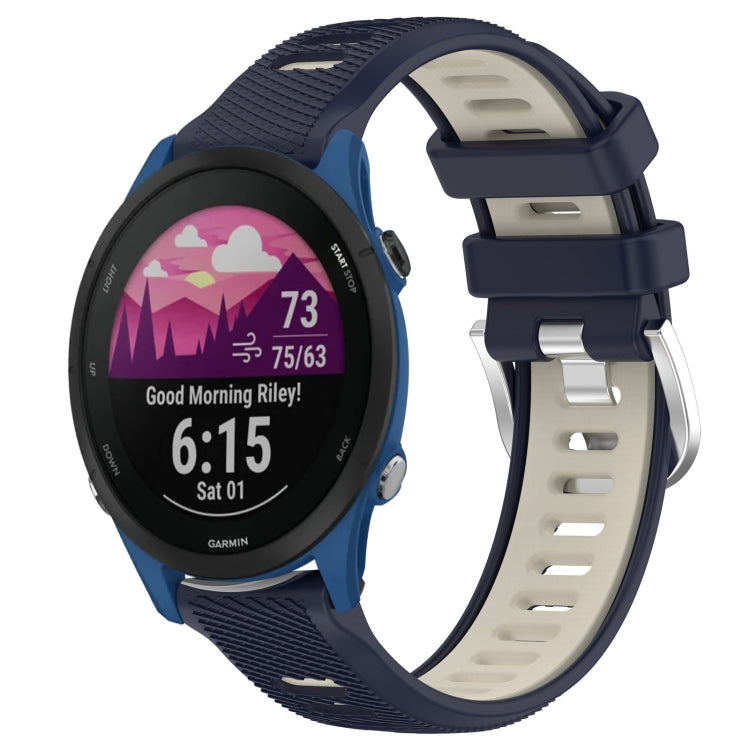 For Garmin Forerunner 255 Music 22mm Sports Two-Color Steel Buckle Silicone Watch Band(Midnight Blue+Starlight) - Smart Wear by PMC TechLife | Online Shopping South Africa | PMC TechLife