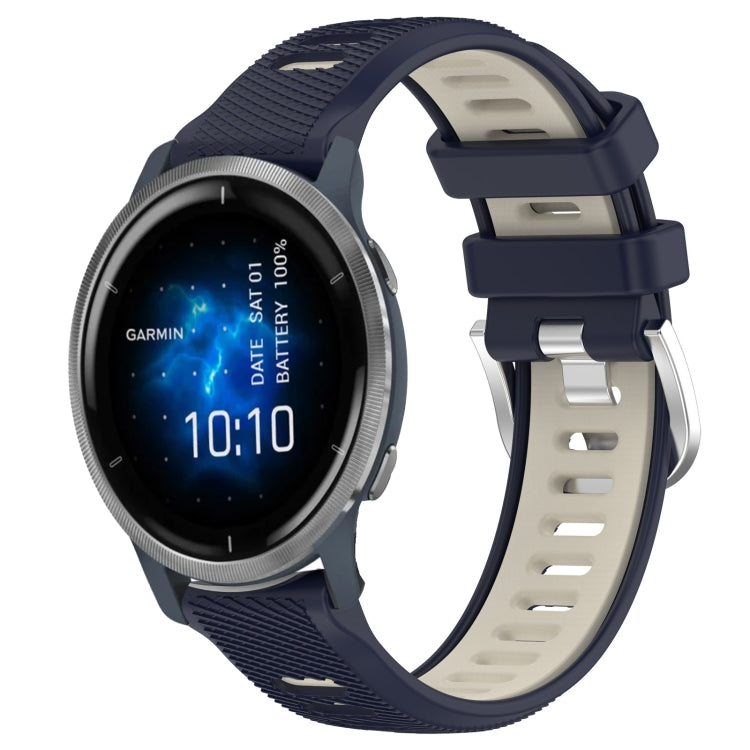 For Garmin Venu 2 22mm Sports Two-Color Steel Buckle Silicone Watch Band(Midnight Blue+Starlight) - Smart Wear by PMC TechLife | Online Shopping South Africa | PMC TechLife