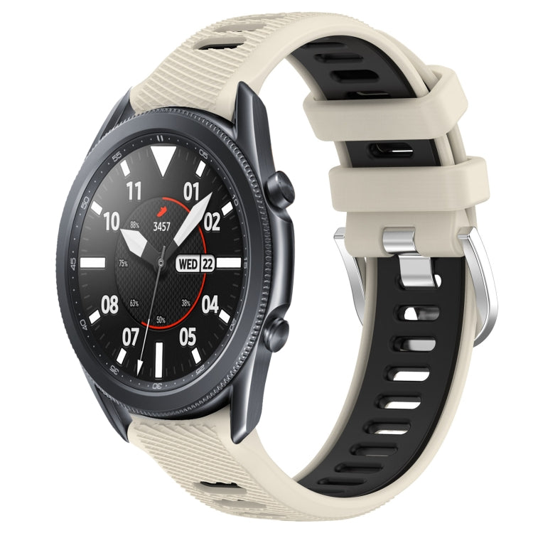 For Samsung Galaxy Watch3 45mm 22mm Sports Two-Color Steel Buckle Silicone Watch Band(Starlight+Black) - Smart Wear by PMC TechLife | Online Shopping South Africa | PMC TechLife