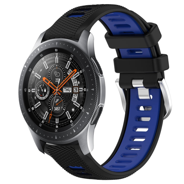 For Samsung Galaxy Watch 46mm 22mm Sports Two-Color Steel Buckle Silicone Watch Band(Black+Blue) - Smart Wear by PMC Jewellery | Online Shopping South Africa | PMC Jewellery