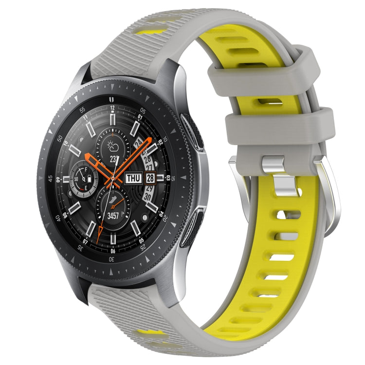 For Samsung Galaxy Watch 46mm 22mm Sports Two-Color Steel Buckle Silicone Watch Band(Grey+Yellow) - Smart Wear by PMC TechLife | Online Shopping South Africa | PMC TechLife