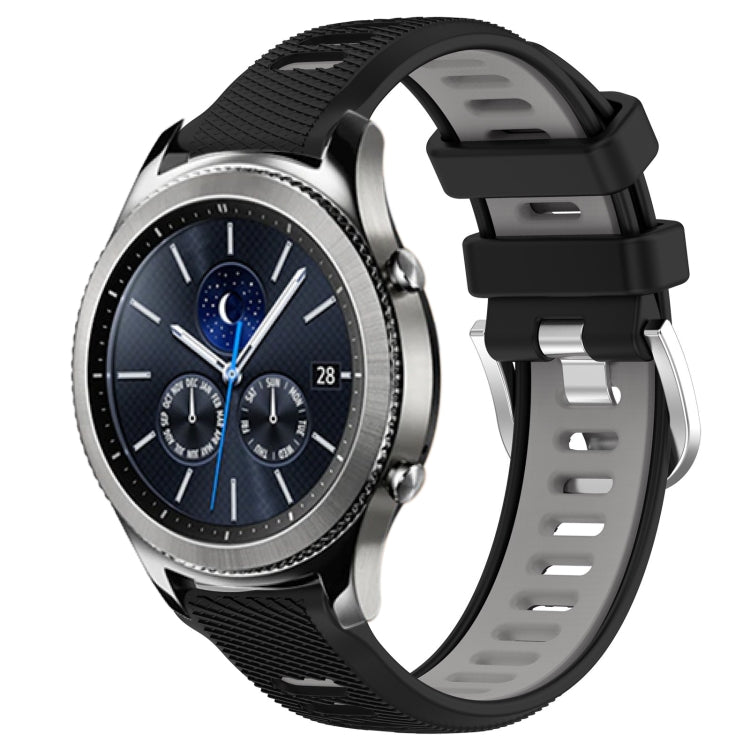 For Samsung Gear S3 Classic 22mm Sports Two-Color Steel Buckle Silicone Watch Band(Black+Grey) - Smart Wear by PMC TechLife | Online Shopping South Africa | PMC TechLife