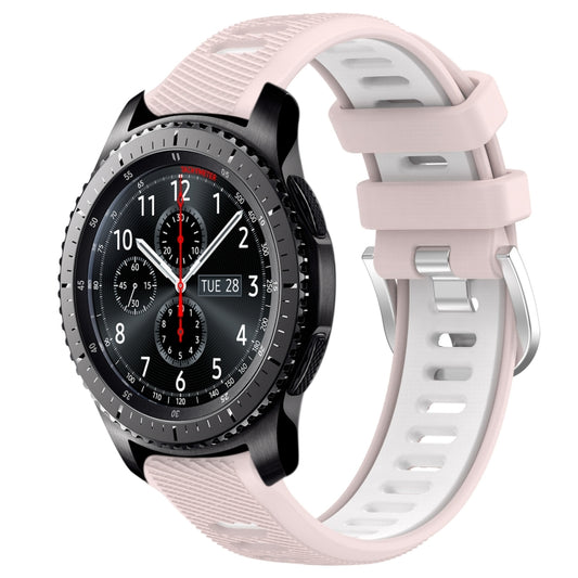 For Samsung Gear S3 Frontier 22mm Sports Two-Color Steel Buckle Silicone Watch Band(Pink+White) - Smart Wear by PMC Jewellery | Online Shopping South Africa | PMC Jewellery