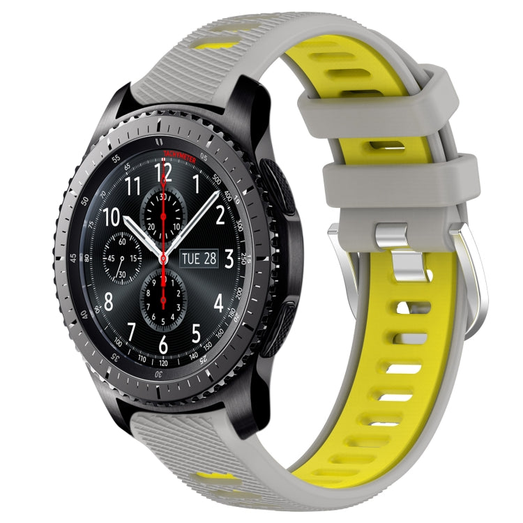 For Samsung Gear S3 Frontier 22mm Sports Two-Color Steel Buckle Silicone Watch Band(Grey+Yellow) - Smart Wear by PMC TechLife | Online Shopping South Africa | PMC TechLife