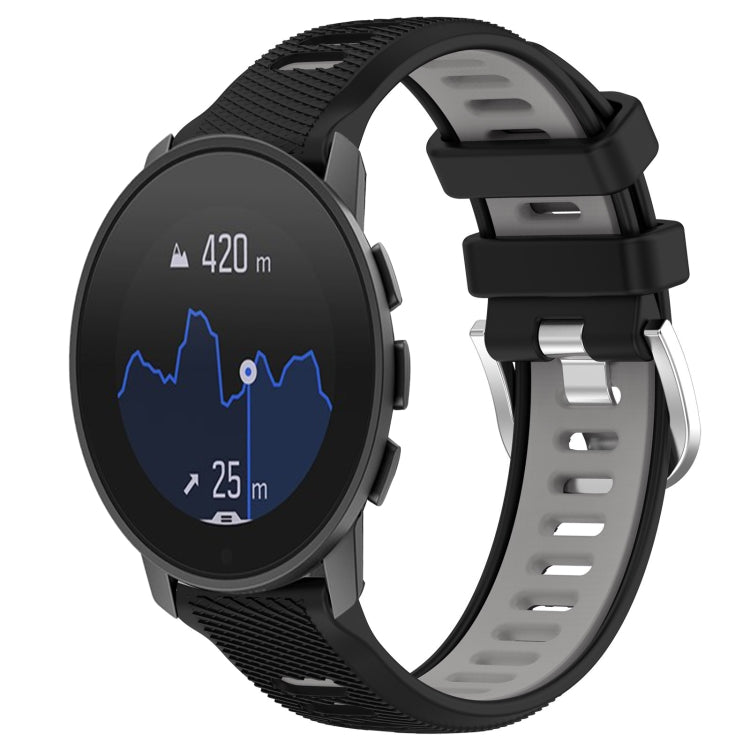 For SUUNTO 9 Peak Pro 22mm Sports Two-Color Steel Buckle Silicone Watch Band(Black+Grey) - Smart Wear by PMC TechLife | Online Shopping South Africa | PMC TechLife