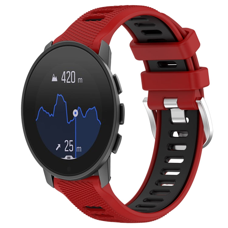 For SUUNTO 9 Peak Pro 22mm Sports Two-Color Steel Buckle Silicone Watch Band(Red+Black) - Smart Wear by PMC TechLife | Online Shopping South Africa | PMC TechLife