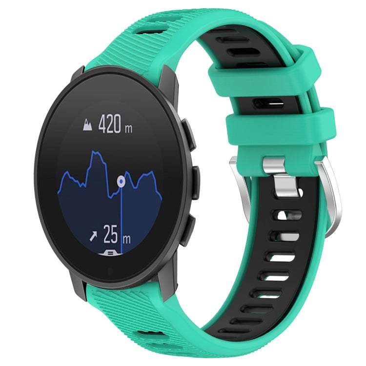 For SUUNTO 9 Peak Pro 22mm Sports Two-Color Steel Buckle Silicone Watch Band(Lake Blue+Black) - Smart Wear by PMC TechLife | Online Shopping South Africa | PMC TechLife