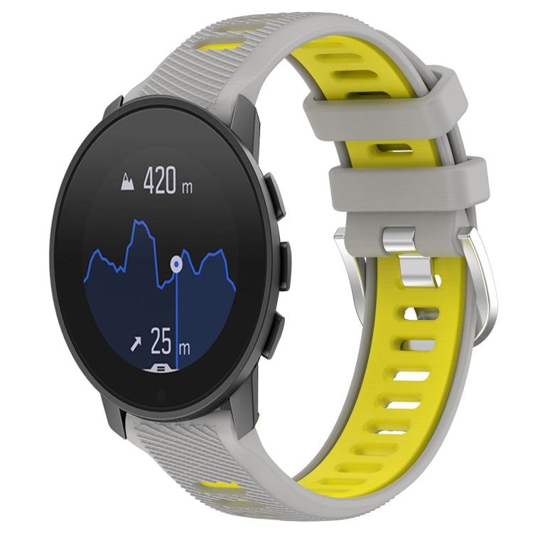 For SUUNTO 9 Peak Pro 22mm Sports Two-Color Steel Buckle Silicone Watch Band(Grey+Yellow) - Smart Wear by PMC TechLife | Online Shopping South Africa | PMC TechLife