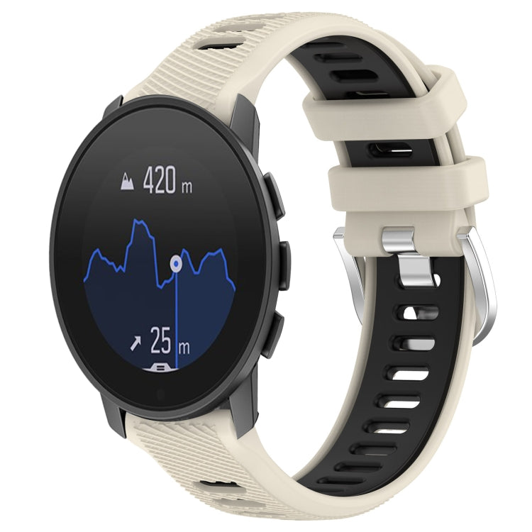 For SUUNTO 9 Peak Pro 22mm Sports Two-Color Steel Buckle Silicone Watch Band(Starlight+Black) - Smart Wear by PMC TechLife | Online Shopping South Africa | PMC TechLife