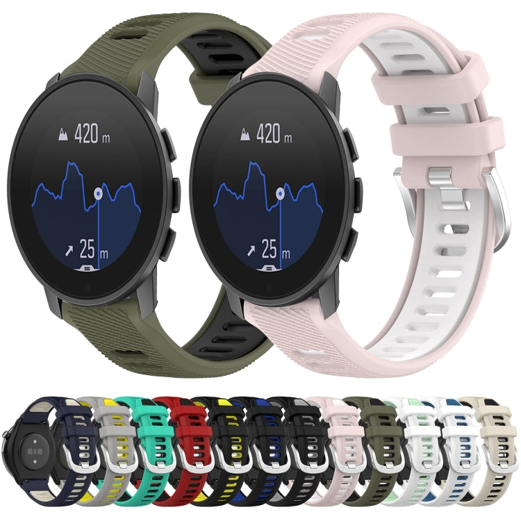 For  SUUNTO 9 Peak 22mm Sports Two-Color Steel Buckle Silicone Watch Band(Black+Grey) - Smart Wear by PMC TechLife | Online Shopping South Africa | PMC TechLife