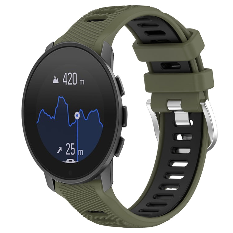 For  SUUNTO 9 Peak 22mm Sports Two-Color Steel Buckle Silicone Watch Band(Army Green+Black) - Smart Wear by PMC TechLife | Online Shopping South Africa | PMC TechLife
