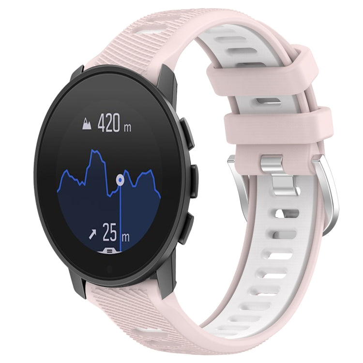 For  SUUNTO 9 Peak 22mm Sports Two-Color Steel Buckle Silicone Watch Band(Pink+White) - Smart Wear by PMC TechLife | Online Shopping South Africa | PMC TechLife