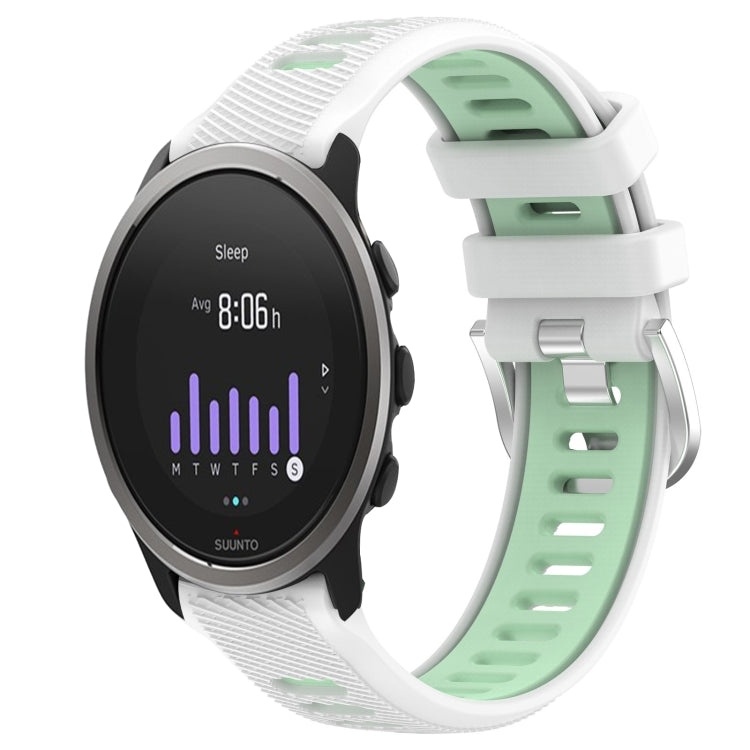 For SUUNTO 5 Peak 22mm Sports Two-Color Steel Buckle Silicone Watch Band(White+Teal) - Smart Wear by PMC TechLife | Online Shopping South Africa | PMC TechLife