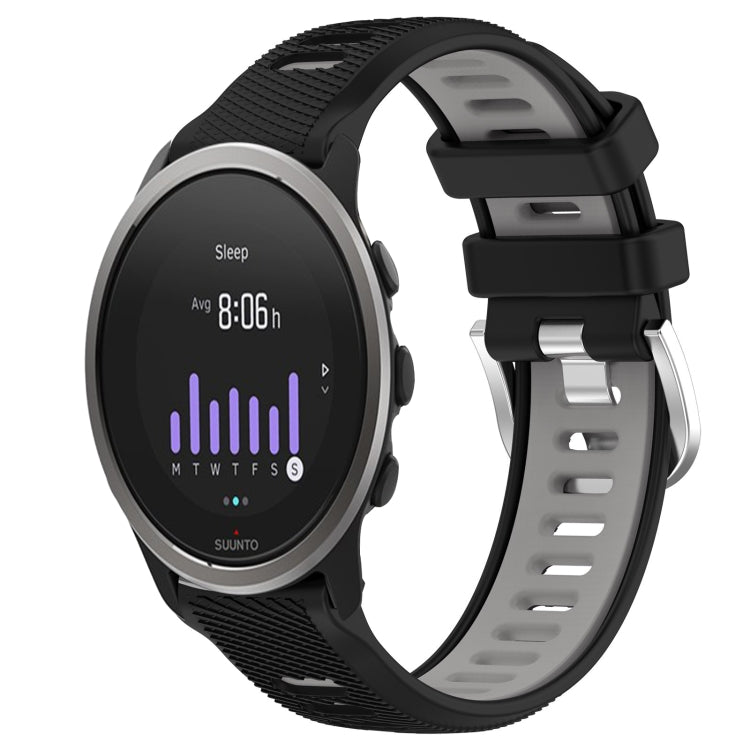 For SUUNTO 5 Peak 22mm Sports Two-Color Steel Buckle Silicone Watch Band(Black+Grey) - Smart Wear by PMC TechLife | Online Shopping South Africa | PMC TechLife