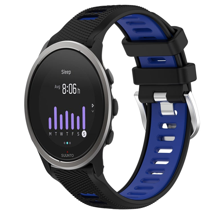 For SUUNTO 5 Peak 22mm Sports Two-Color Steel Buckle Silicone Watch Band(Black+Blue) - Smart Wear by PMC TechLife | Online Shopping South Africa | PMC TechLife
