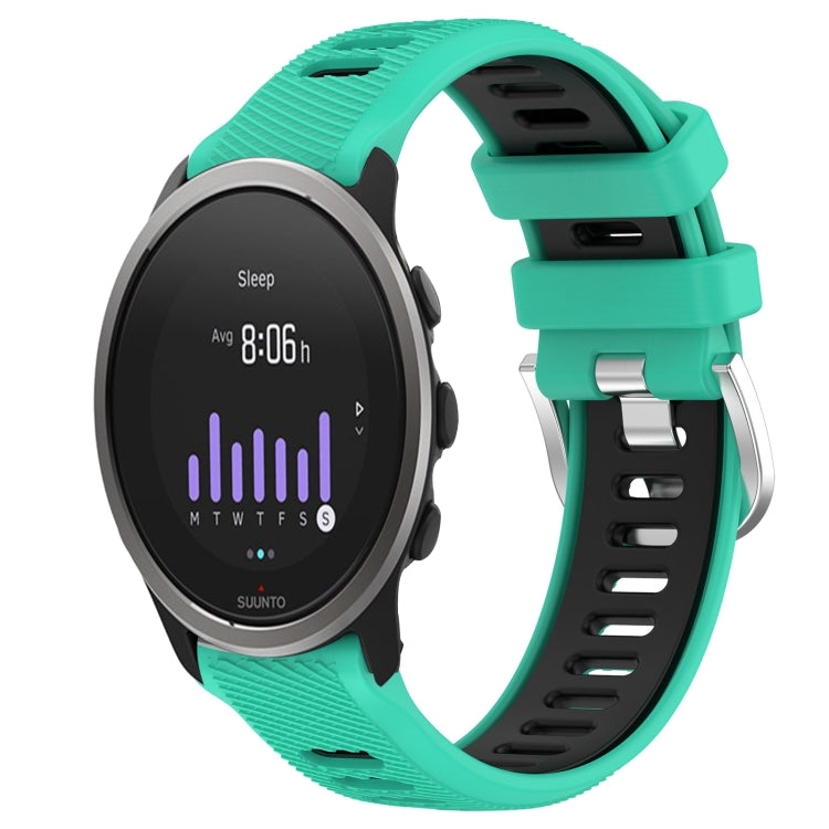 For SUUNTO 5 Peak 22mm Sports Two-Color Steel Buckle Silicone Watch Band(Lake Blue+Black) - Smart Wear by PMC TechLife | Online Shopping South Africa | PMC TechLife