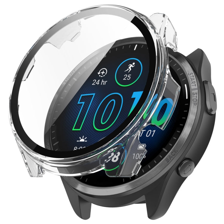 For Garmin Forerunner 965 PC + Toughened Film Integrated Watch Protective Case(Transparent) - Smart Wear by PMC TechLife | Online Shopping South Africa | PMC TechLife