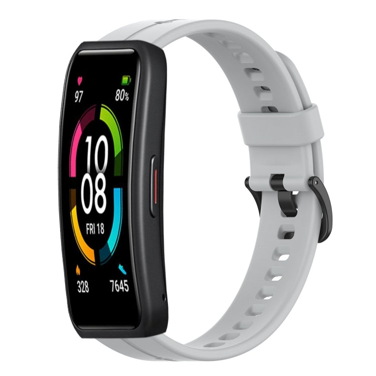 For Huawei Band 6 Solid Color Silicone Watch Band(Grey) - Smart Wear by PMC Jewellery | Online Shopping South Africa | PMC Jewellery