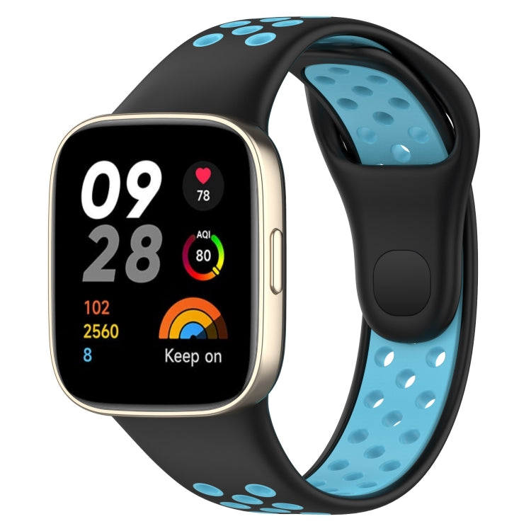 For Redmi Watch 3 Sports Two-Color Silicone Watch Band(Black+Blue) - Smart Wear by PMC TechLife | Online Shopping South Africa | PMC TechLife