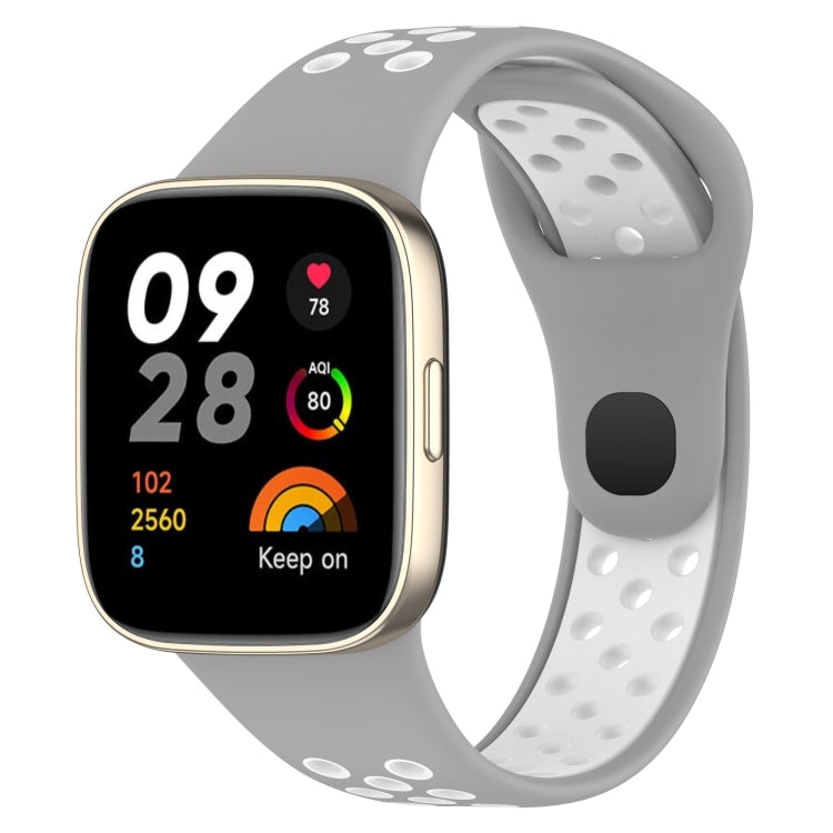 For Redmi Watch 3 Sports Two-Color Silicone Watch Band(Grey+White) - Smart Wear by PMC TechLife | Online Shopping South Africa | PMC TechLife