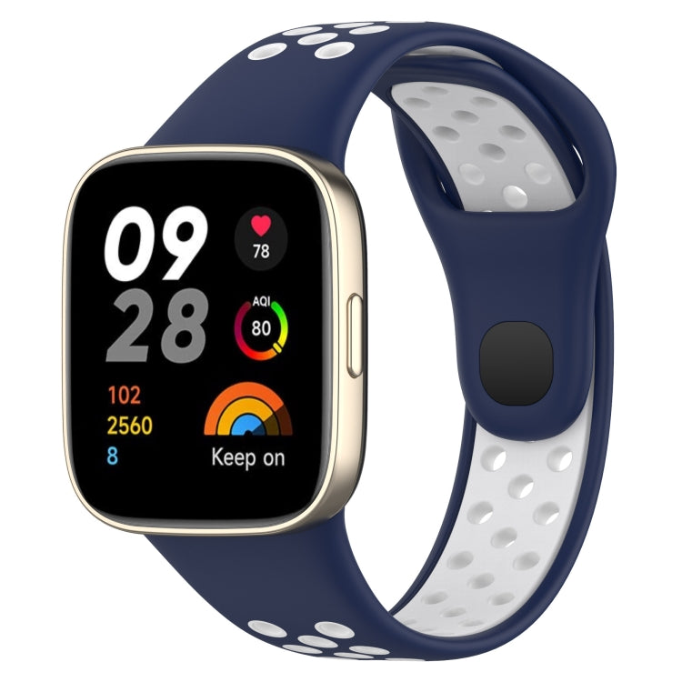 For Redmi Watch 3 Sports Two-Color Silicone Watch Band(Dark Blue+White) - Smart Wear by PMC TechLife | Online Shopping South Africa | PMC TechLife