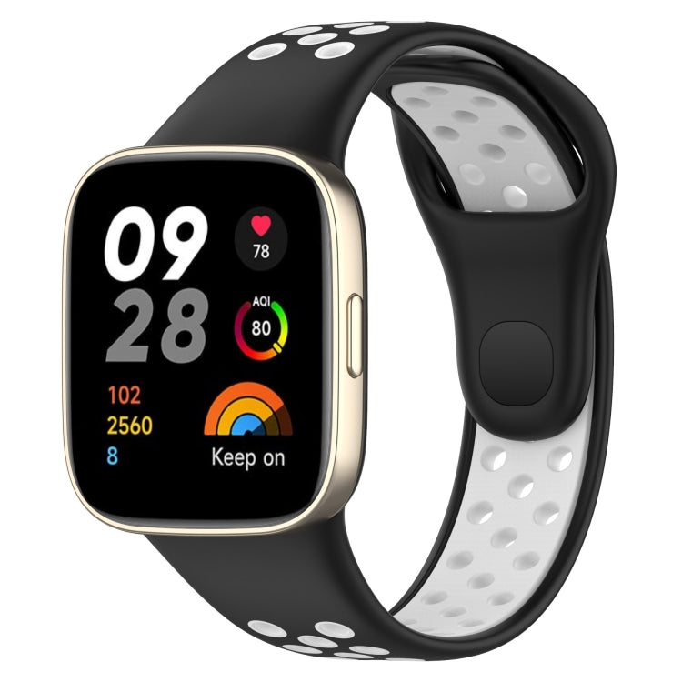 For Redmi Watch 3 Lite Sports Two-Color Silicone Watch Band(Black+White) - Smart Wear by PMC TechLife | Online Shopping South Africa | PMC TechLife