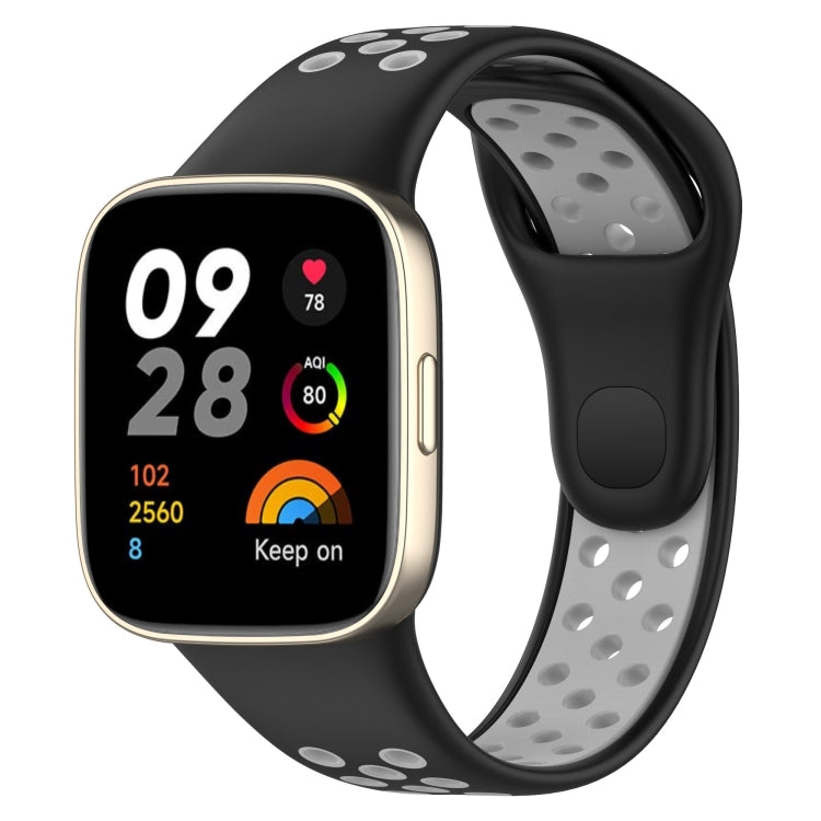 For Redmi Watch 3 Lite Sports Two-Color Silicone Watch Band(Black+Grey) - Smart Wear by PMC TechLife | Online Shopping South Africa | PMC TechLife