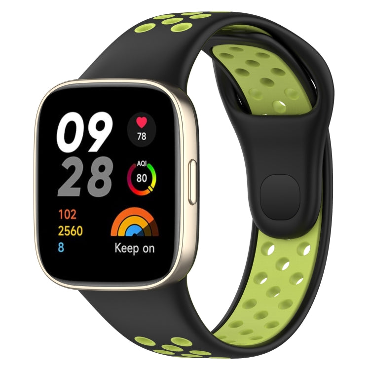 For Redmi Watch 3 Lite Sports Two-Color Silicone Watch Band(Black+Green) - Smart Wear by PMC TechLife | Online Shopping South Africa | PMC TechLife