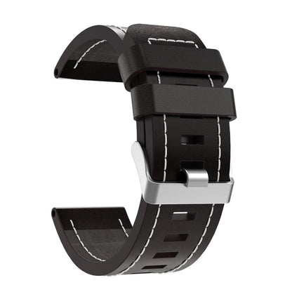 For Garmin D2 Delta PX 26mm Sewing Leather Steel Buckle Watch Band(Black) - Smart Wear by PMC Jewellery | Online Shopping South Africa | PMC Jewellery