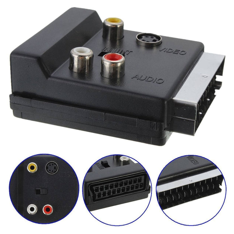 JUNSUNMAY 21 Pin Scart Male to Female S-Video 3 RCA Adapter Switchable in Out Audio Converter - free shipping - PMC TechLife - Order now!
