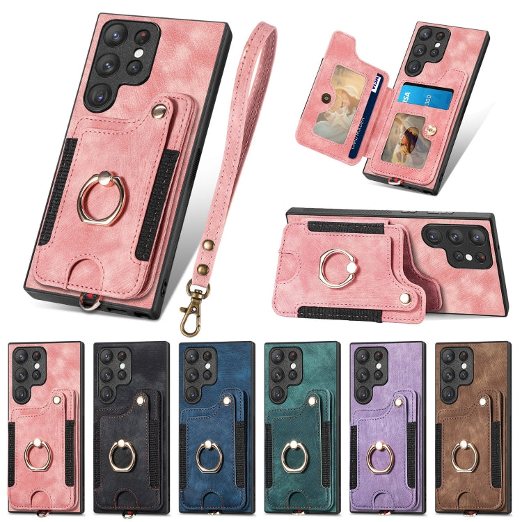 For Samsung Galaxy S22 Ultra 5G Retro Skin-feel Ring Multi-card Wallet Phone Case(Green) - free shipping - PMC TechLife - Order now!