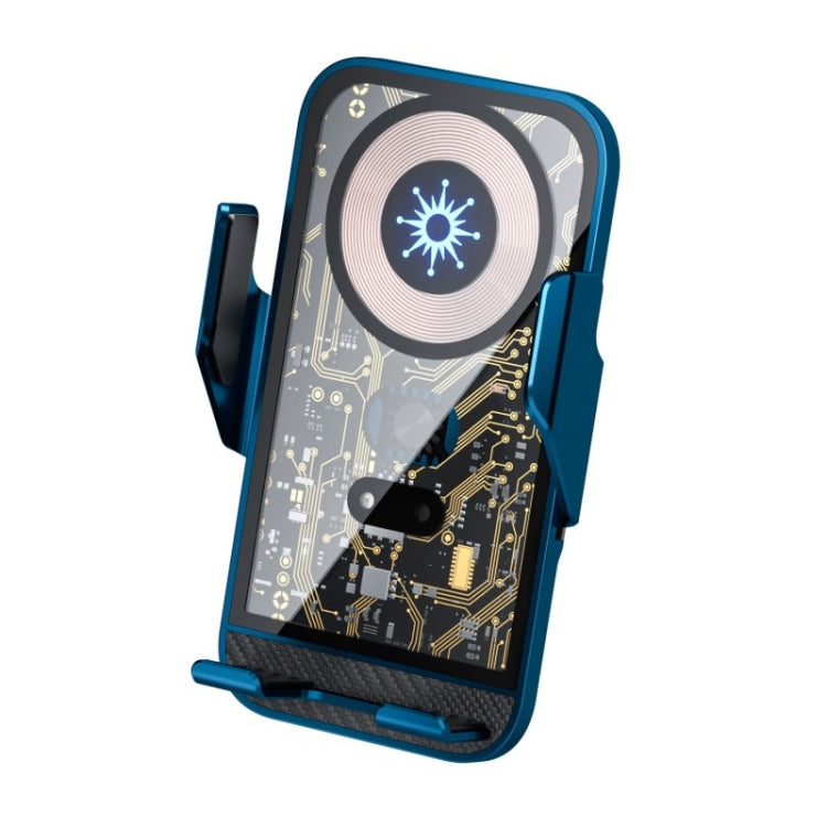 C10 Car Navigation Infrared Sensor Transparent Wireless Charger 15W Fast Charger Phone Stand(Blue) - Wireless Charging Pads by PMC TechLife | Online Shopping South Africa | PMC TechLife