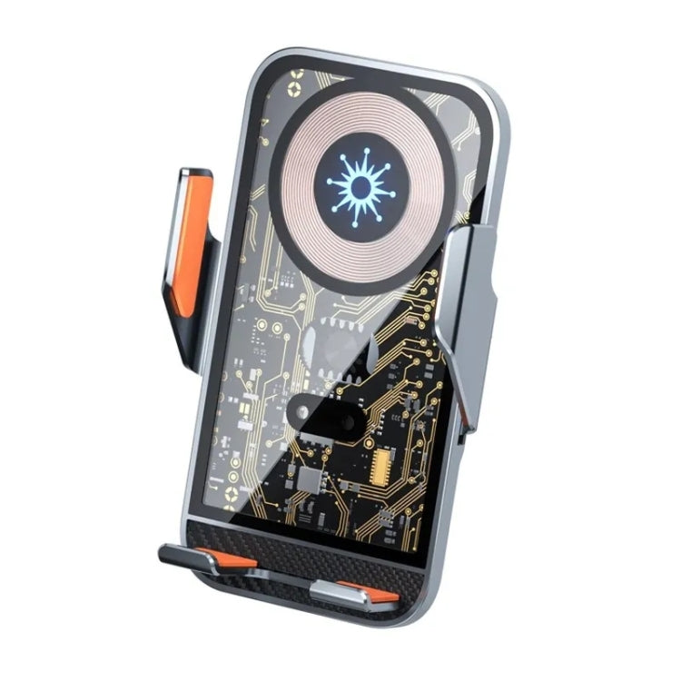 C10 Car Navigation Infrared Sensor Transparent Wireless Charger 15W Fast Charger Phone Stand(Blue) - Wireless Charging Pads by PMC TechLife | Online Shopping South Africa | PMC TechLife