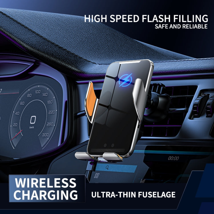 C9 Car Wireless Charger Phone Holder Infrared Auto-Clamping Metal Phone Mount Car Charger(Blue) - Wireless Charger Holders by PMC TechLife | Online Shopping South Africa | PMC TechLife