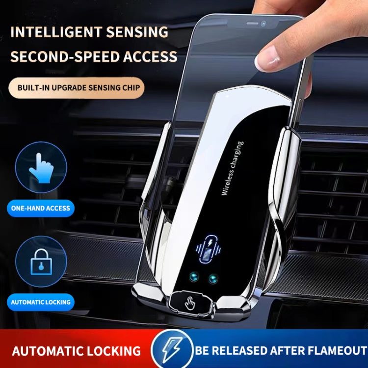 A2 Car Mobile Phone Bracket Wireless 15W Fast Charging Automatic Smart Sensor Stand(Silver) - Wireless Charger Holders by PMC TechLife | Online Shopping South Africa | PMC TechLife