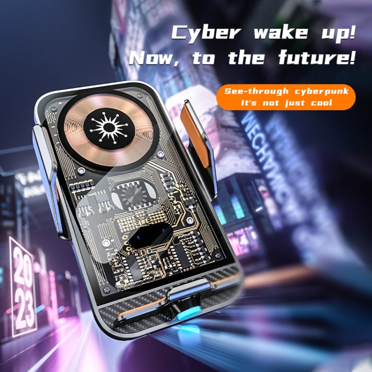 C11 Car 15W Automatically Open Transparent Type-C Wireless Charger Stand(Gray) - Wireless Charger Holders by PMC TechLife | Online Shopping South Africa | PMC TechLife
