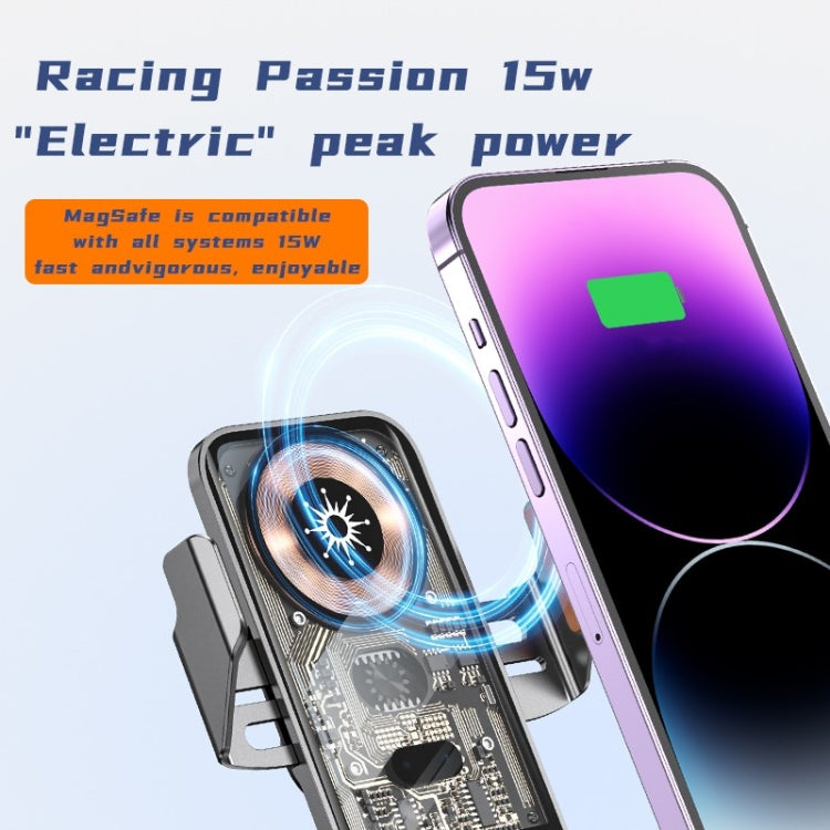 C11 Car 15W Automatically Open Transparent Type-C Wireless Charger Stand(Blue) - Wireless Charger Holders by PMC TechLife | Online Shopping South Africa | PMC TechLife