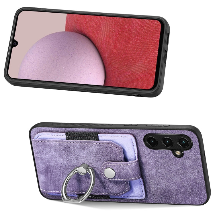 For Samsung Galaxy A14 5G Retro Skin-feel Ring Card Wallet Phone Case(Purple) - free shipping - PMC TechLife - Order now!