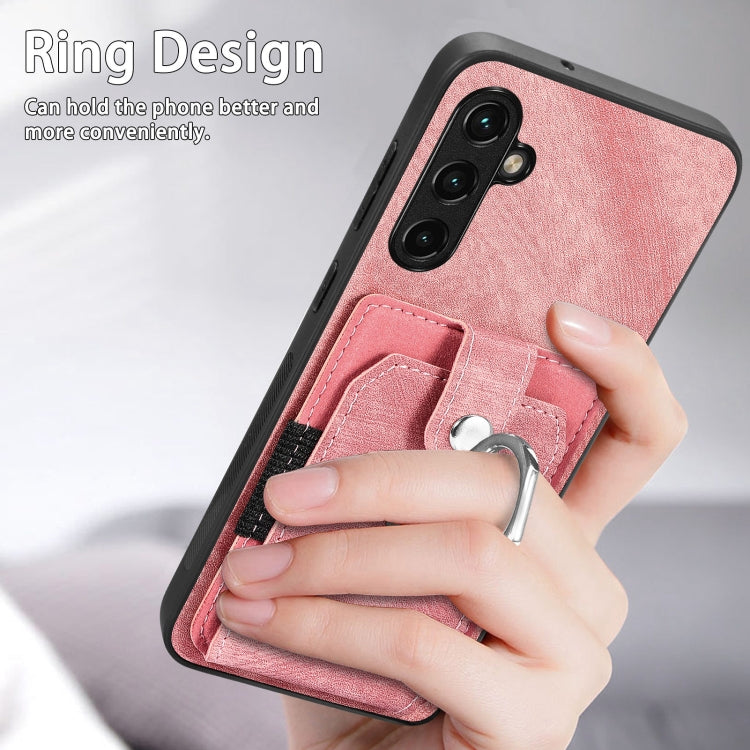 For Samsung Galaxy A14 5G Retro Skin-feel Ring Card Wallet Phone Case(Purple) - free shipping - PMC TechLife - Order now!