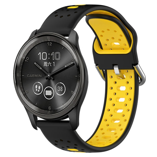 For GarminMove Trend 20mm Breathable Two-Color Silicone Watch Band(Black+Yellow) - Watch Bands by PMC Jewellery | Online Shopping South Africa | PMC Jewellery