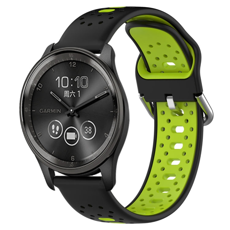 For GarminMove Trend 20mm Breathable Two-Color Silicone Watch Band(Black+Lime Green) - Watch Bands by PMC Jewellery | Online Shopping South Africa | PMC Jewellery