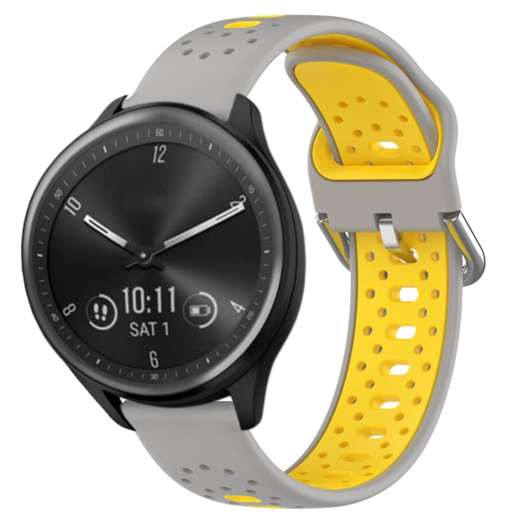 For Garmin Vivomove Sport 20mm Breathable Two-Color Silicone Watch Band(Grey+Yellow) - Watch Bands by PMC TechLife | Online Shopping South Africa | PMC TechLife
