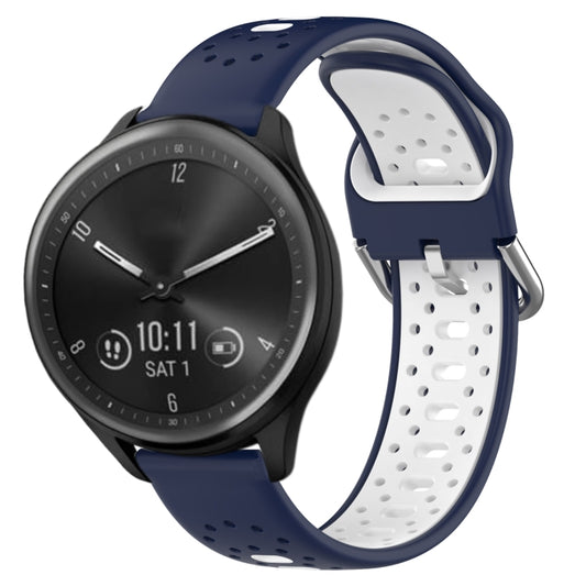 For Garmin Vivomove Sport 20mm Breathable Two-Color Silicone Watch Band(Midnight Blue+White) - Watch Bands by PMC Jewellery | Online Shopping South Africa | PMC Jewellery