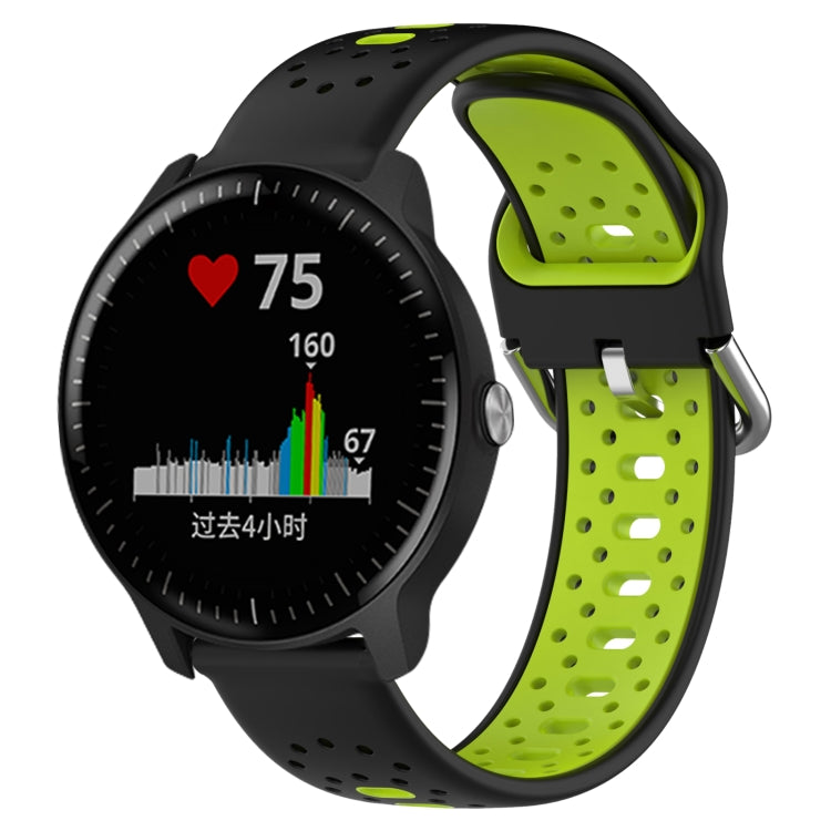 For Garmin Vivoactive3 Music 20mm Breathable Two-Color Silicone Watch Band(Black+Lime Green) - Watch Bands by PMC TechLife | Online Shopping South Africa | PMC TechLife