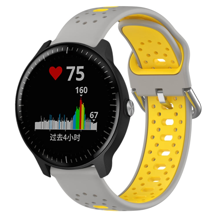 For Garmin Vivoactive3 Music 20mm Breathable Two-Color Silicone Watch Band(Grey+Yellow) - Watch Bands by PMC TechLife | Online Shopping South Africa | PMC TechLife