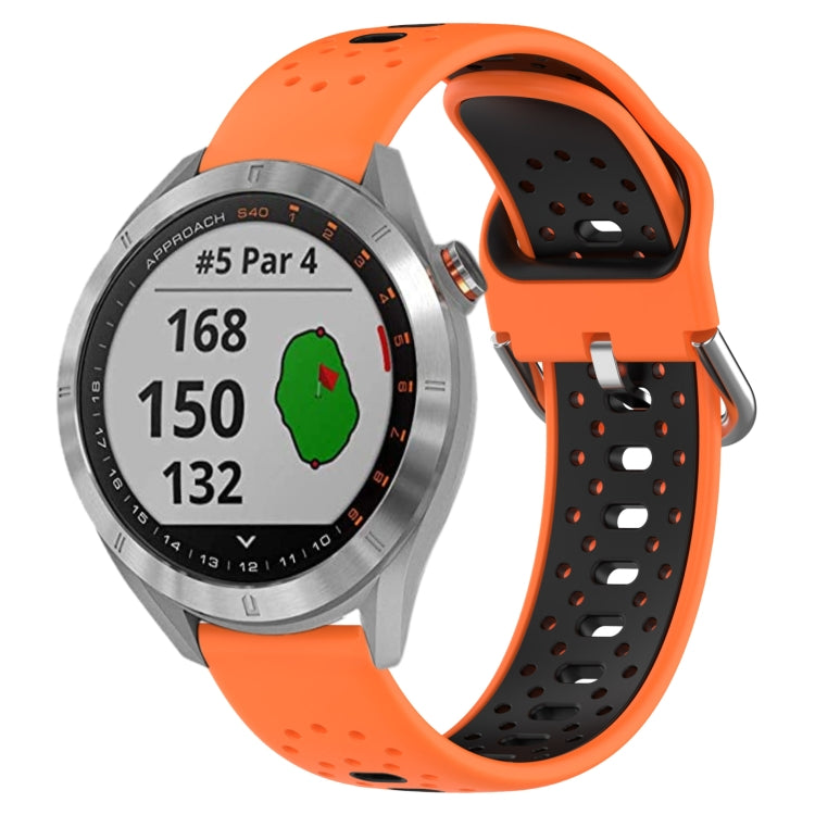 For Garmin Approach S40 20mm Breathable Two-Color Silicone Watch Band(Orange+Black) - Watch Bands by PMC Jewellery | Online Shopping South Africa | PMC Jewellery