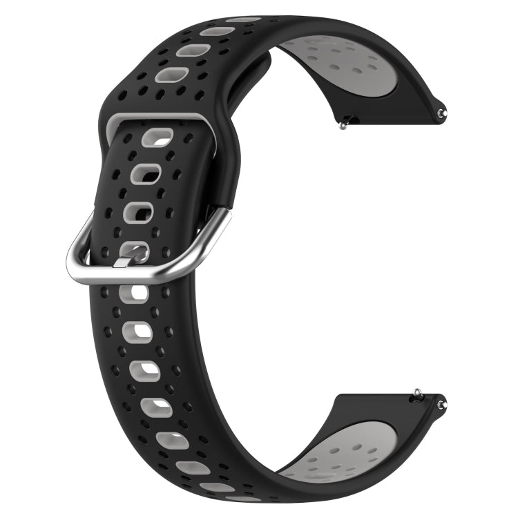 For Garmin Forerunner 158 20mm Breathable Two-Color Silicone Watch Band(Black+Grey) - Watch Bands by PMC Jewellery | Online Shopping South Africa | PMC Jewellery