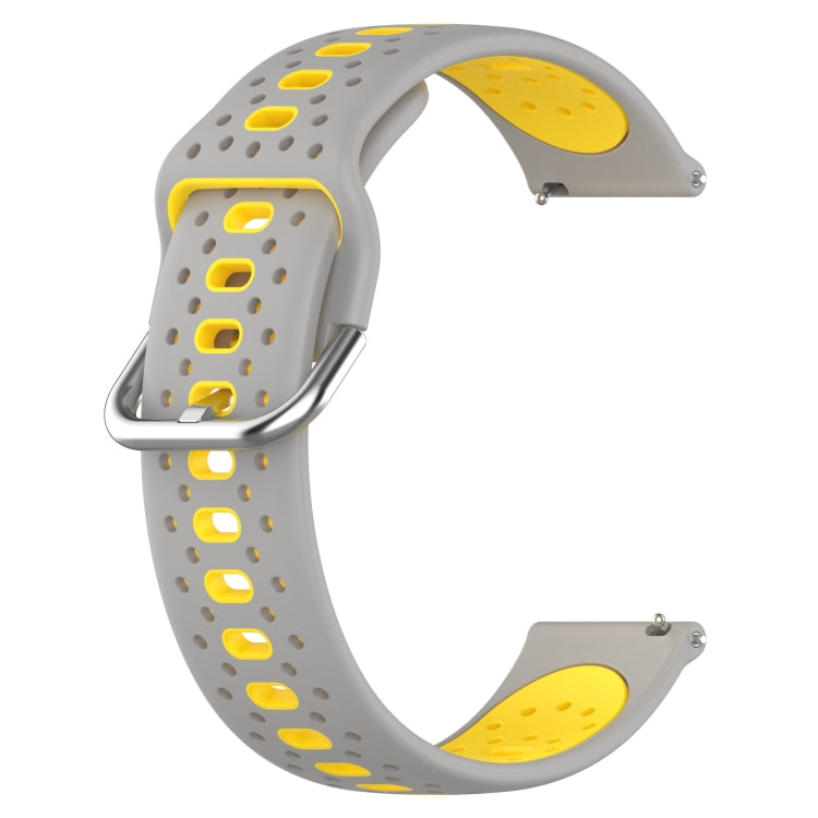 For Garmin Forerunner 158 20mm Breathable Two-Color Silicone Watch Band(Grey+Yellow) - Watch Bands by PMC TechLife | Online Shopping South Africa | PMC TechLife
